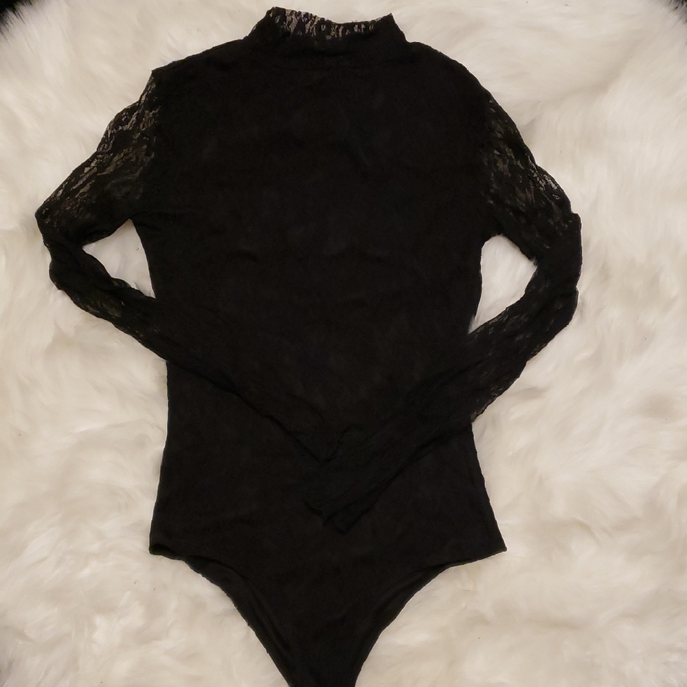 🧿Black Lace Long Sleeve Bodysuit